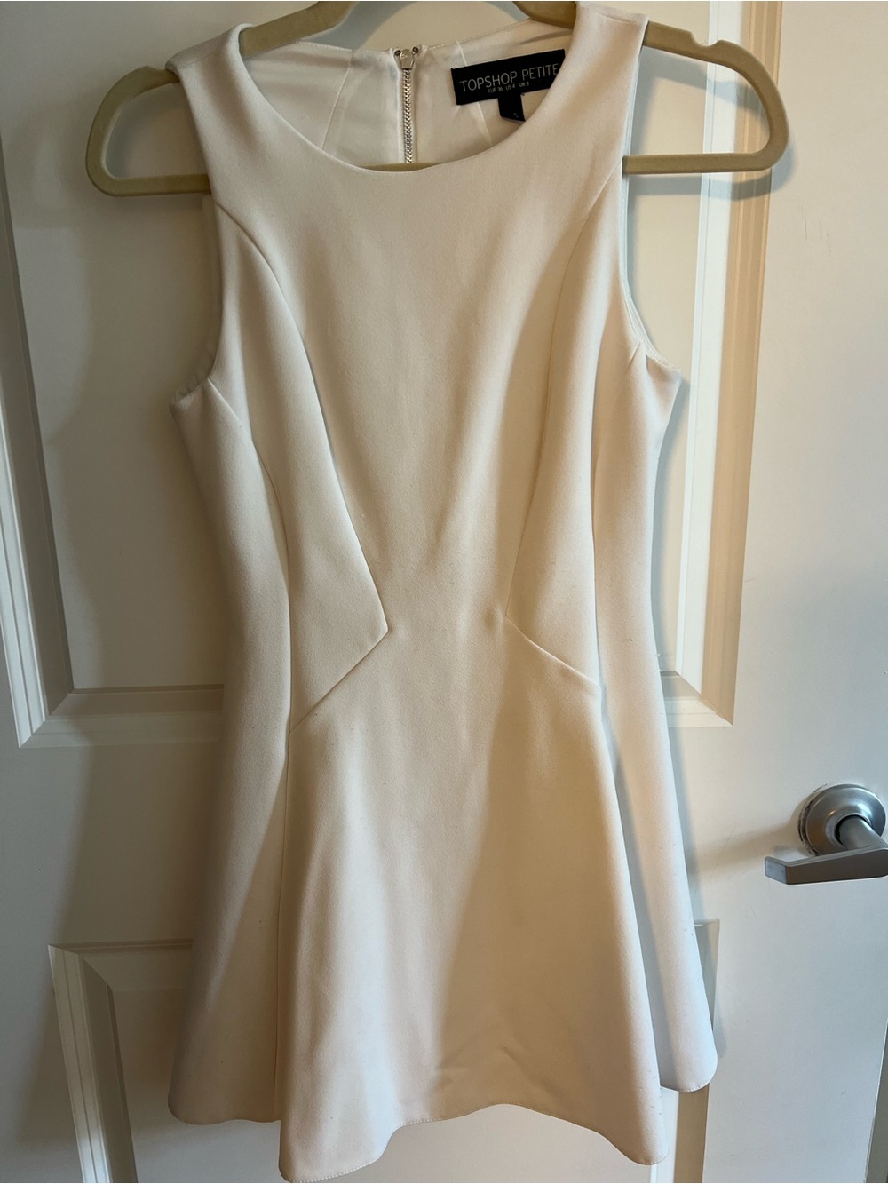 Topshop PETITE Cream Sleeveless Fit & Flare Mini Dress
